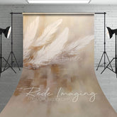 Aperturee - Aperturee Painted White Neutral Feathers Fine Art Sweep Backdrop